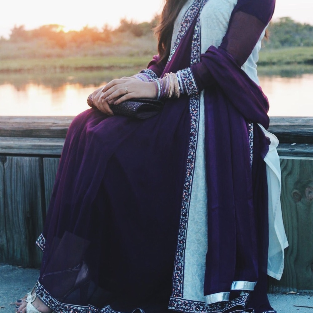 Purple and White Anarkali